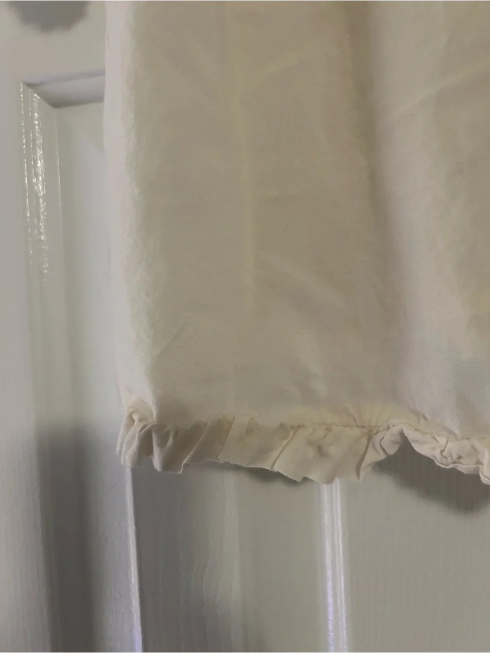 Anthropologie Cream Lace-Front Peasant Blouse with Tie